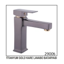 Titanyum Gold Kare Lavabo Bataryası