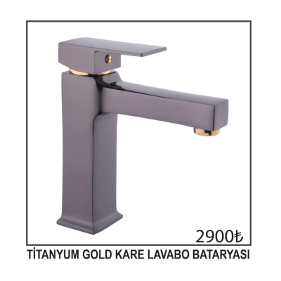 Titanyum Gold Kare Lavabo Bataryası