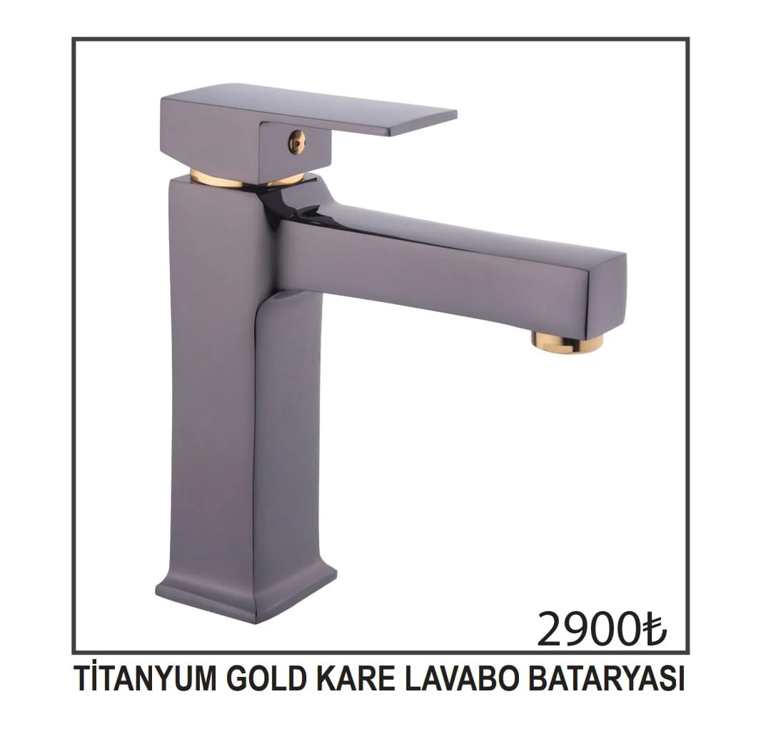 Titanyum Gold Kare Lavabo Bataryası