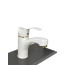 G.M.S Beyaz - Gold Detaylı Kısa Lavabo Bataryası
