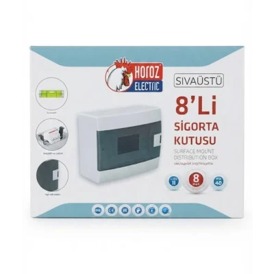 Horoz elektrik sıva üstü 8'li sigorta kutusu