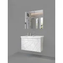 80 cm membran kapaklı beyaz banyo dolabı