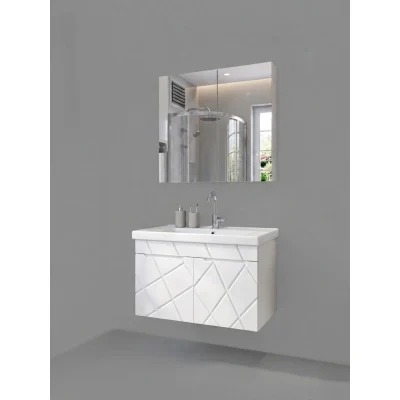 65 cm membran kapaklı beyaz banyo dolabı