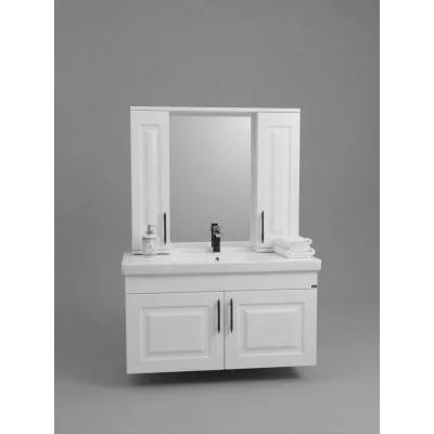 65 cm membran kapaklı çerçeveli beyaz banyo dolabı