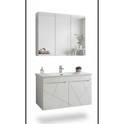 65 cm membran kapaklı beyaz banyo dolabı
